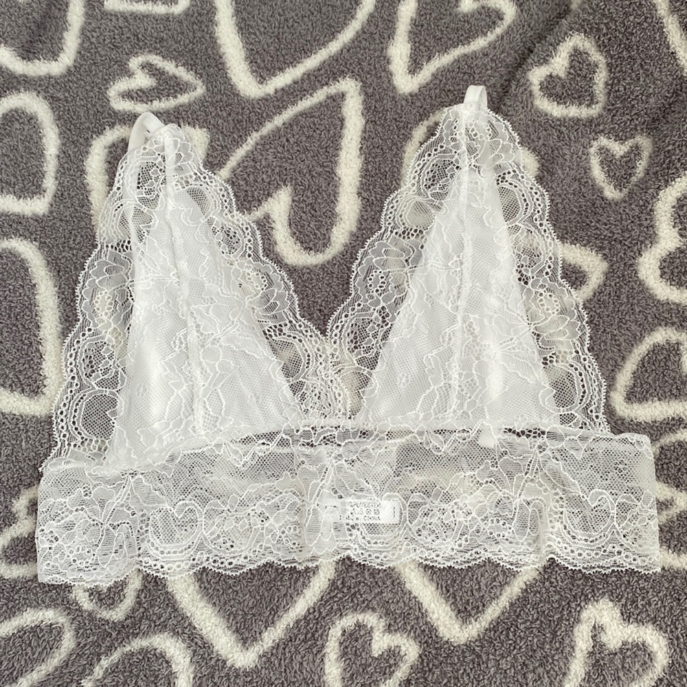 White lace triangle bralette